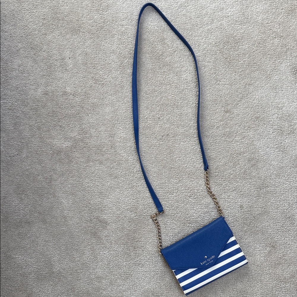 Kate Spade Navy and White Striped Crossbody Bag